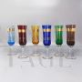 Set of 6 vintage colored Murano glass glasses with gold thread, Italy 1960s