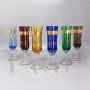 Set of 6 vintage colored Murano glass glasses with gold thread, Italy 1960s