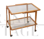 Vintage bar trolley in beech wood and glass, 1950s