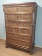 Antique 19th century carved walnut tallboy chest of drawers                            