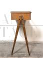 Vintage console in beech with glass container top