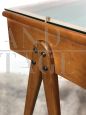 Vintage console in beech with glass container top