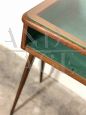 Vintage console in beech with glass container top