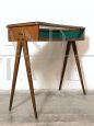 Vintage console in beech with glass container top