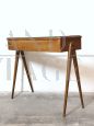 Vintage console in beech with glass container top