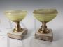 Pair of glass cup vases on a marble base