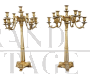 Pair of antique gilded bronze candelabra from the 19th century          