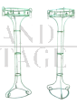 Pair of vertical Art Nouveau plant stands in green lacquered iron     