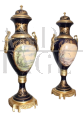 Pair of large Sèvres porcelain cassolette vases with bronzes, 20th century