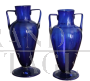 Pair of Art Nouveau amphora vases in cobalt blue Murano glass   