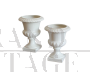 Pair of Capuani Este vases in white lacquered ceramic, Italy 1900s