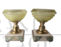 Pair of glass cup vases on a marble base