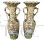 Pair of Japanese Satsuma vases from the late 19th century in hand-painted porcelain