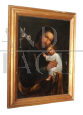 Antique painting depicting Saint Joseph with Child, oil on canvas from the 18th century