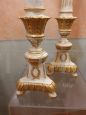 Pair of lacquered and gilded wooden candlesticks