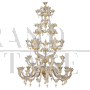 Large Rezzonico chandelier in crystal and gold Murano glass with 42 lights