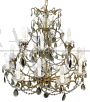 Large vintage Murano glass chandelier with crystal drops, 1950s