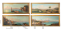 Group of 4 antique paintings with views and glimpses of Naples  