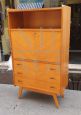 Vintage highboard with drop-down desk and drawers, 1950s