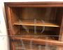 Large walnut bookcase with silk-screened glass doors, Italy 1950s