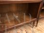 Large walnut bookcase with silk-screened glass doors, Italy 1950s