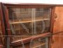 Large walnut bookcase with silk-screened glass doors, Italy 1950s