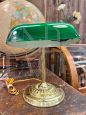 Classic ministerial Churchill lamp in brass and green glass