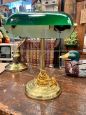 Classic ministerial Churchill lamp in brass and green glass