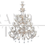 Rezzonico chandelier in crystal, white and bronze Murano glass