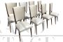 8 vintage chairs upholstered and covered in white skai, 1950s