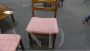 SET OF 4 UPHOLSTERED TEAK WOOD CHAIRS