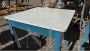 Vintage light blue kitchen table with Carrara marble top