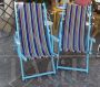 Pair of vintage 60s deck chairs white wood, restored