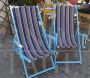 Pair of vintage 60s deck chairs white wood, restored