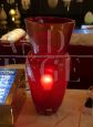 Seguso red vase lamp in Murano glass