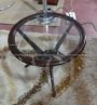 Sputnik style coffee table with glass top