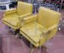 Pair of vintage swivel armchairs in ocher yellow skai