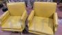 Pair of vintage swivel armchairs in ocher yellow skai