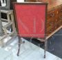 Antique extendable fireplace screen in red fabric, 1800s