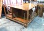 Large vintage coffee table in walnut with bottle holder