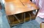 Large vintage coffee table in walnut with bottle holder