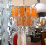 Vistosi chandelier with glass plates decorated with orange lines, 1970s