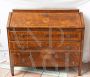 Antique Louis XVI dresser with drop-down top, in walnut with inlays