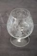 Set of 4 refined cognac glasses in engraved glass