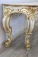 Antique style console table in lacquered and gilded wood, first half of the 20th century