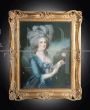 Antique pastel painting depicting the portrait of Marie Antoinette