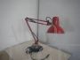 Perenz industrial design desk lamp in red metal, Italy 1960s     