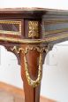 Antique Napoleon III coffee table in mahogany with red marble top