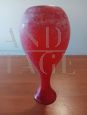 Vintage vase in red satin Murano glass