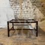 Vintage 1970s bamboo coffee table with fabric magazine rack